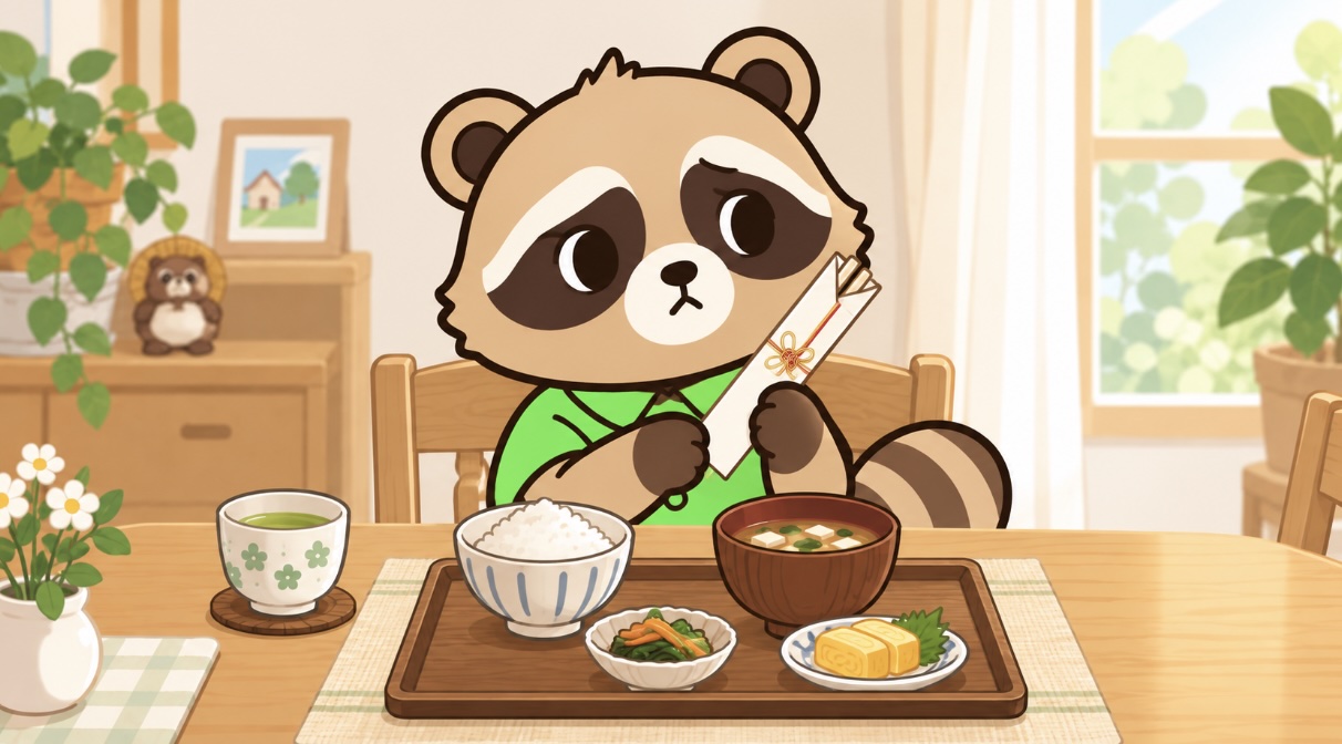 厄除けでもらった御神箸を普段の食事に使うか迷うたぬき
