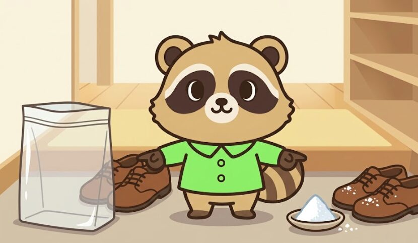 塩を使う場合と使わない場合を比べて説明するたぬき